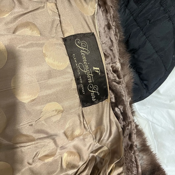 FLEMINGTON FURS BROWN PERSIAN CURLY LAMB MINK COLLAR FUR BLAZER JACKET L-XL - Picture 4 of 5